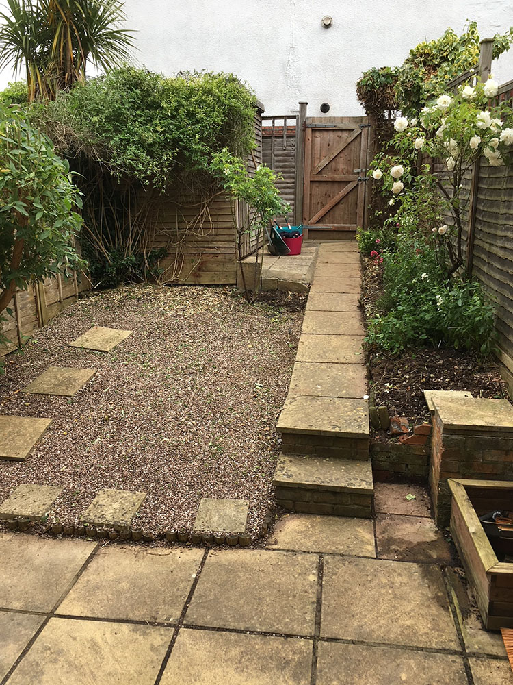 The garden after being cleared of debris